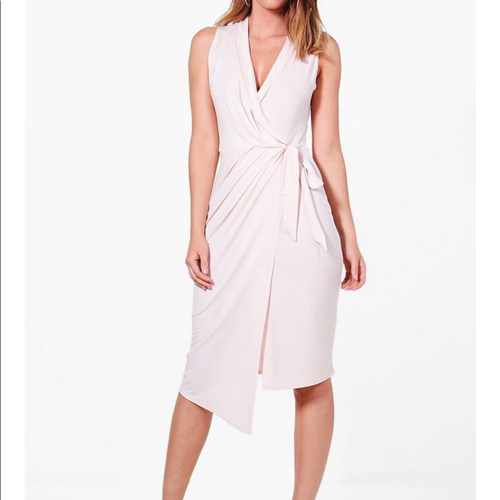 Peach wrap dress